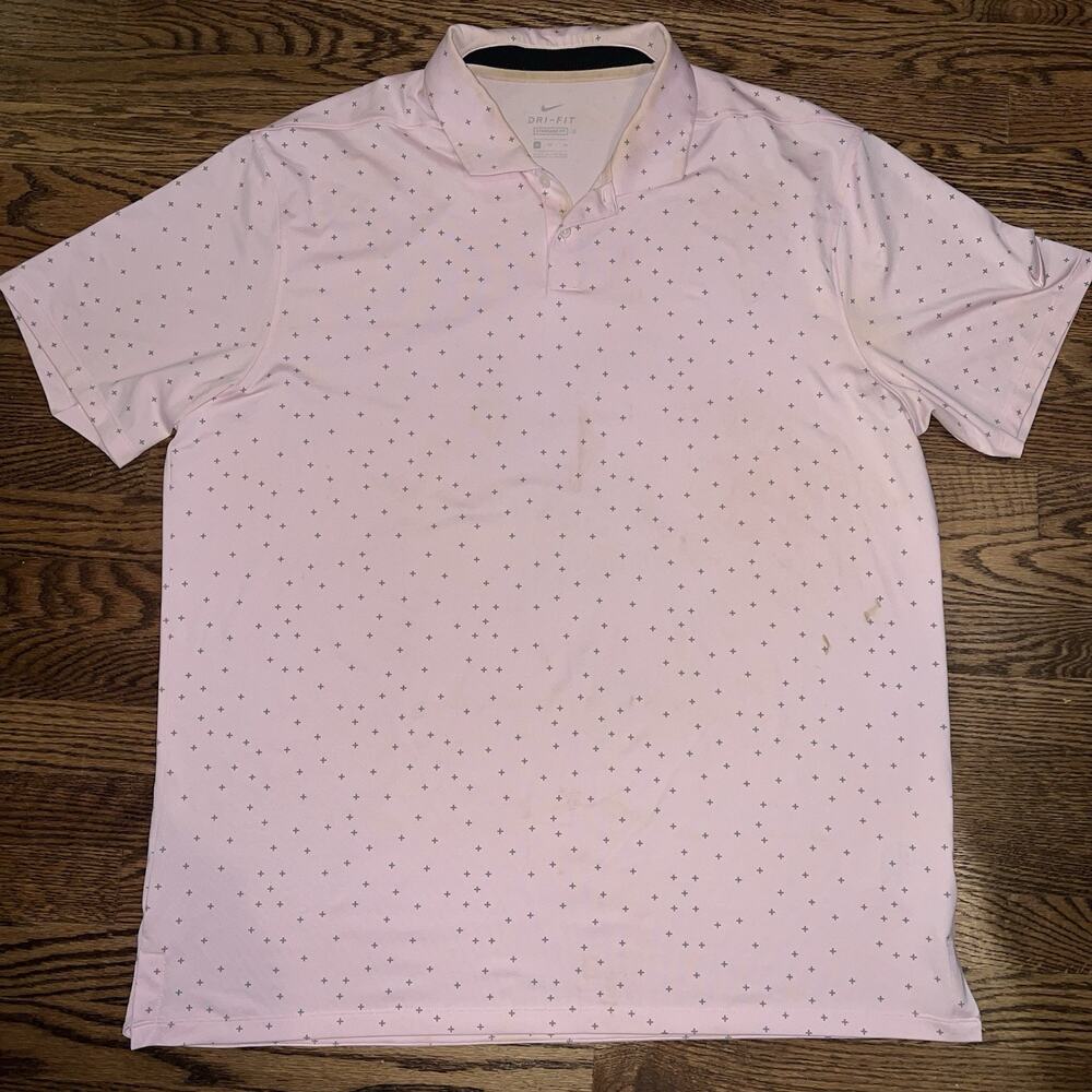 Nike Shirt Mens XL Pink Short Sleeve Golf Polo Geometric Vapor Cross Standard